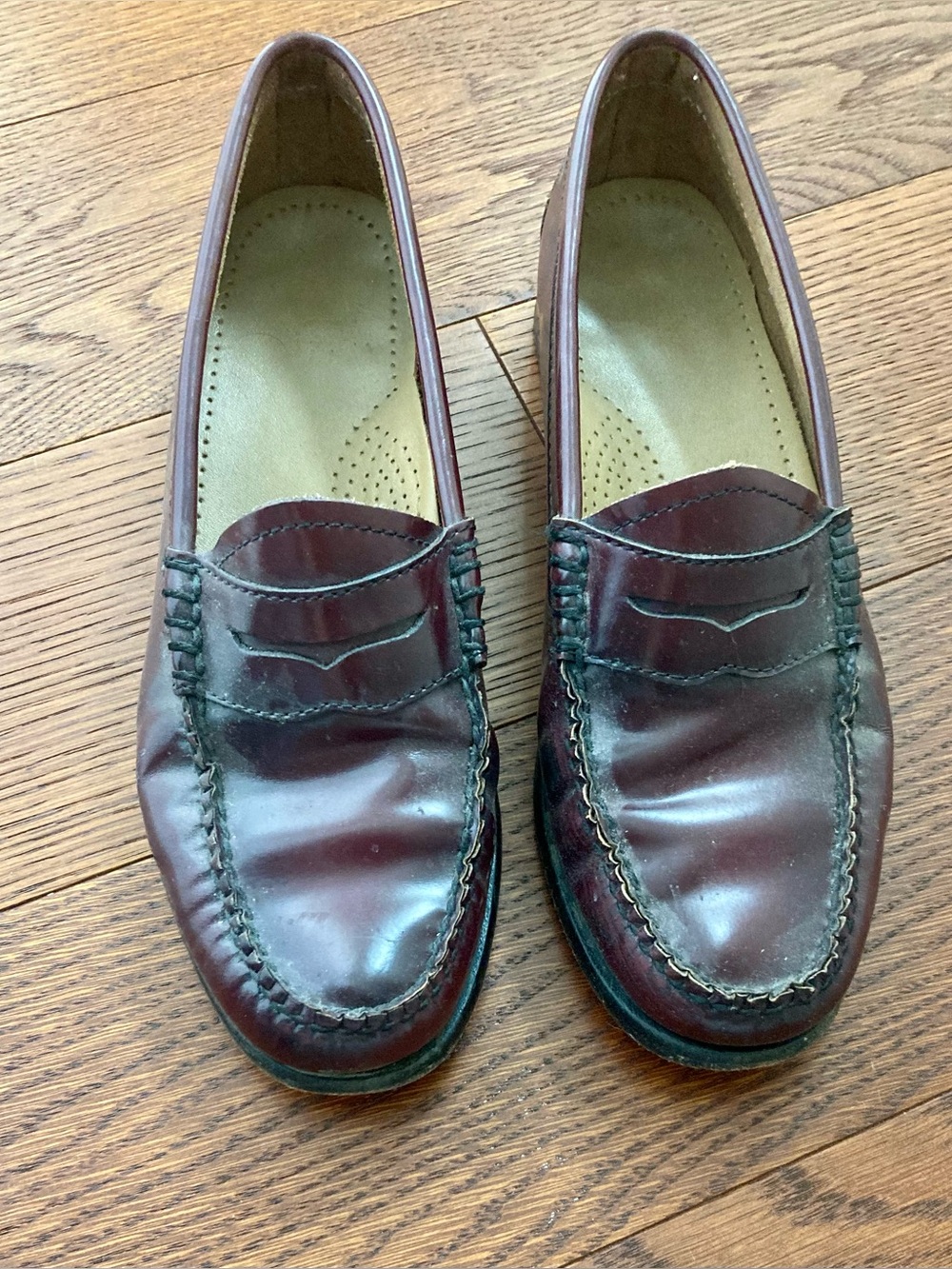 Women's Burgundy Leather Penny Loafers